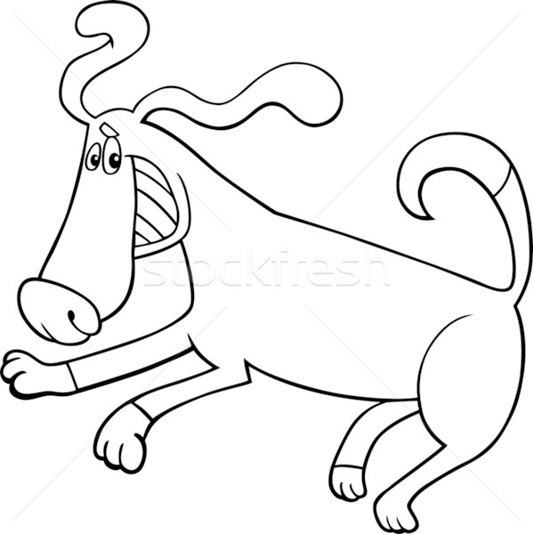 playful dog cartoon for coloring book Stock photo © izakowski