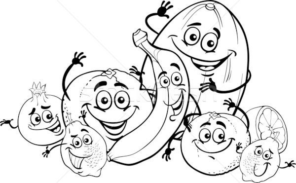 citrus fruits cartoon for coloring book Stock photo © izakowski