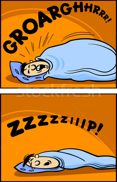 Snurken man cartoon komische illustratie grappig Stockfoto © izakowski