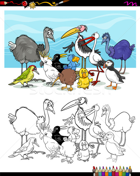 cartoon birds for coloring Stock photo © izakowski