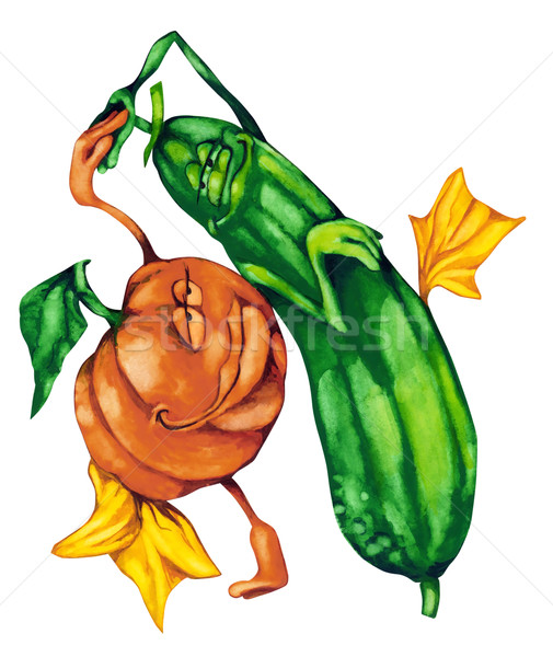 Pumpkin and Cucumber in love Stock photo © izakowski