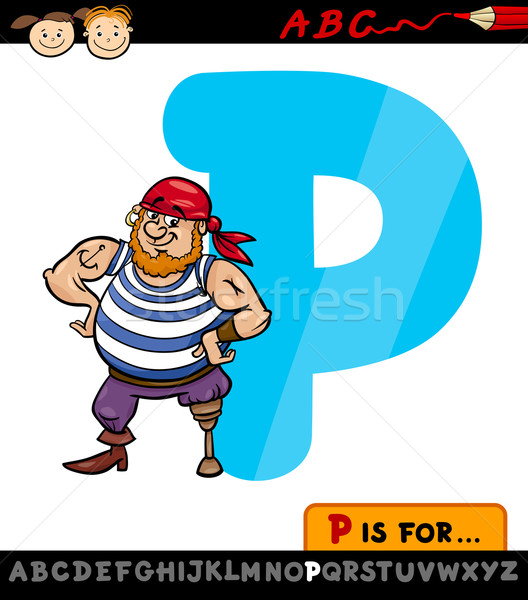 Piraat cartoon illustratie hoofdletter alfabet Stockfoto © izakowski