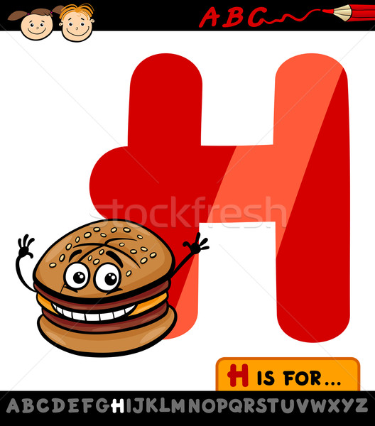 Lettre h hamburger chapeau cartoon illustration [[stock_photo]] © izakowski