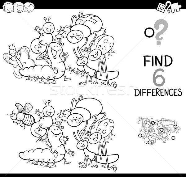 Local diferença insetos livro para colorir preto e branco desenho animado Foto stock © izakowski