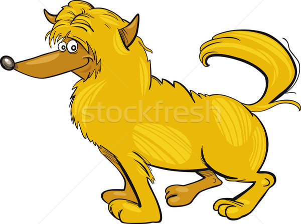 Desgrenhado amarelo cão desenho animado ilustração desenho Foto stock © izakowski