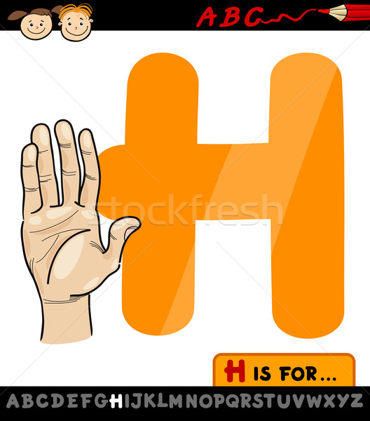 letter h with hand cartoon illustration Stock photo © izakowski