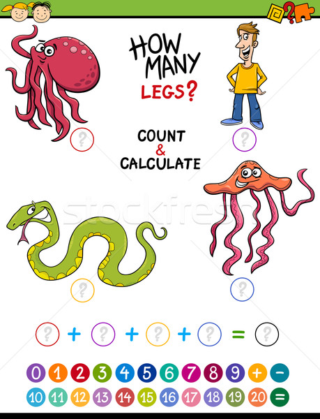 Stockfoto: Math · taak · kinderen · cartoon · illustratie