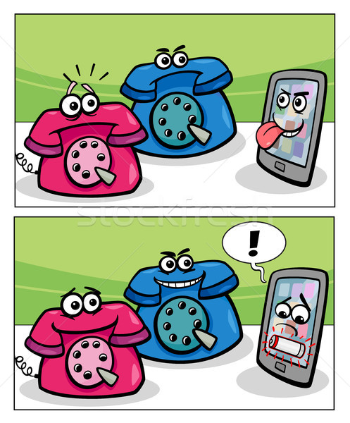 old phones and smart phone comics Stock photo © izakowski