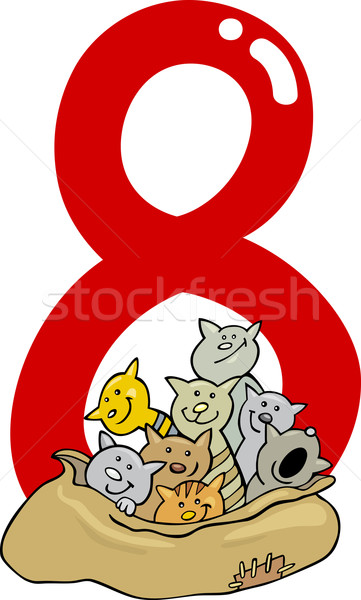 number eight and 8 cats Stock photo © izakowski