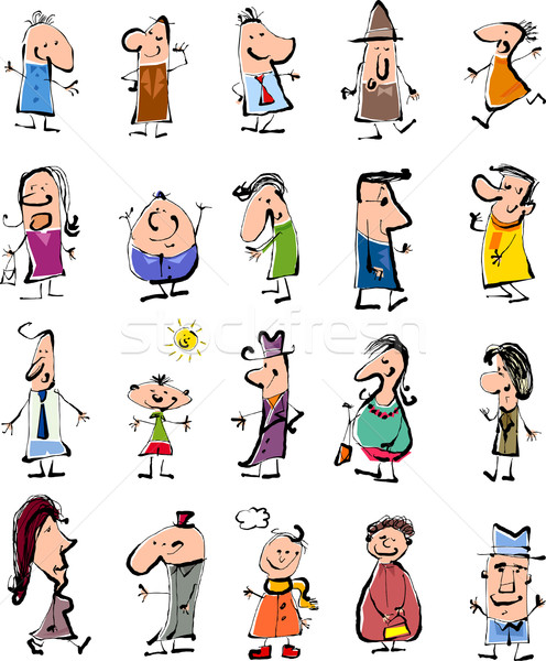 Stock photo: doodle people cartoon set