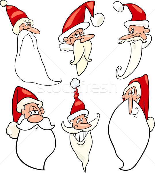 funny santa claus cartoon faces icons set Stock photo © izakowski