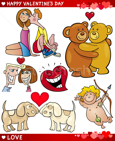 valentine cartoon illustration love set Stock photo © izakowski