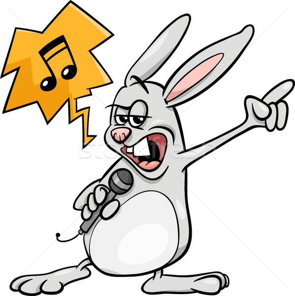 bunny singing rock cartoon illustration Stock photo © izakowski