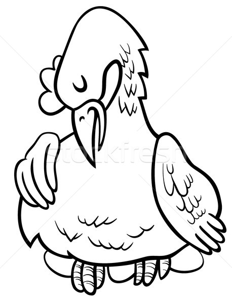 Kura jaj charakter cartoon kolorowanka czarno białe Zdjęcia stock © izakowski