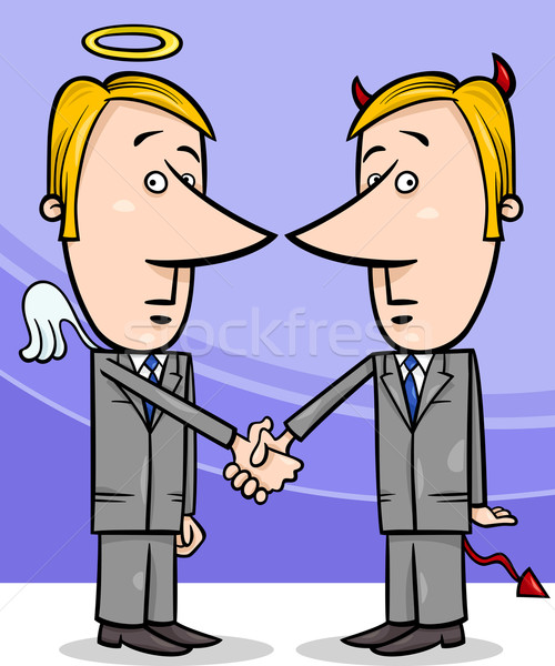 angel and devil businessmen cartoon Stock photo © izakowski
