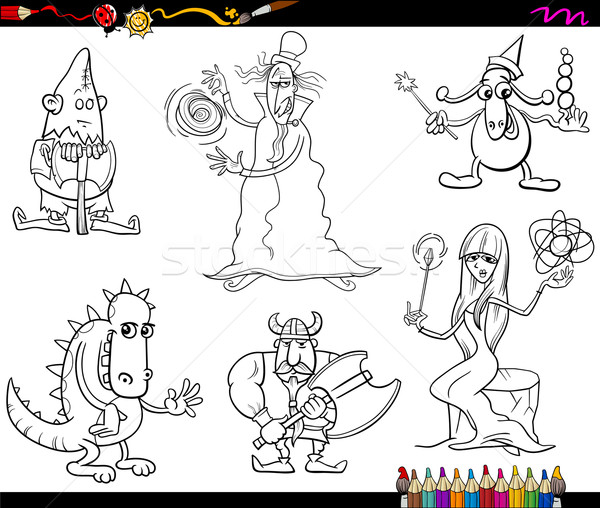 fantasy characters coloring page Stock photo © izakowski