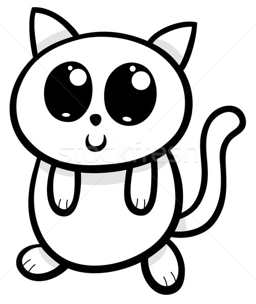 Desen animat kawaii pisică pisoi ilustrare stil Imagine de stoc © izakowski