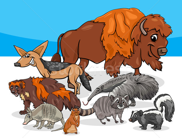 American animals group cartoon illustration Stock photo © izakowski