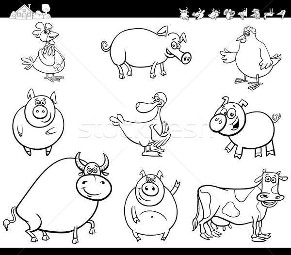 cartoon farm animals collection color book Stock photo © izakowski