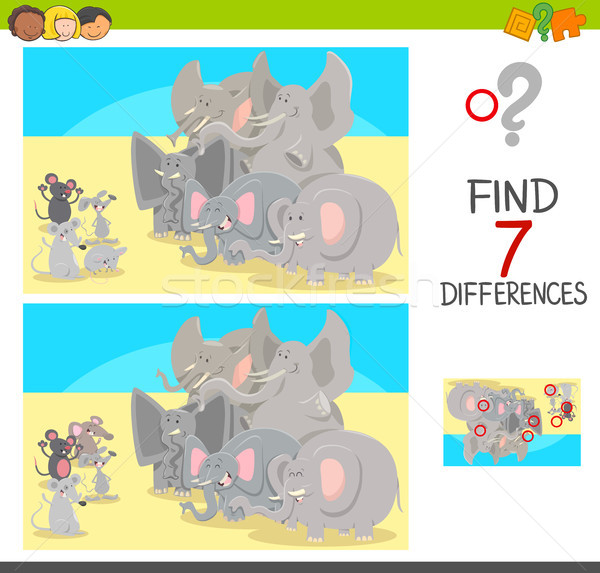 find differences game with animal characters Stock photo © izakowski