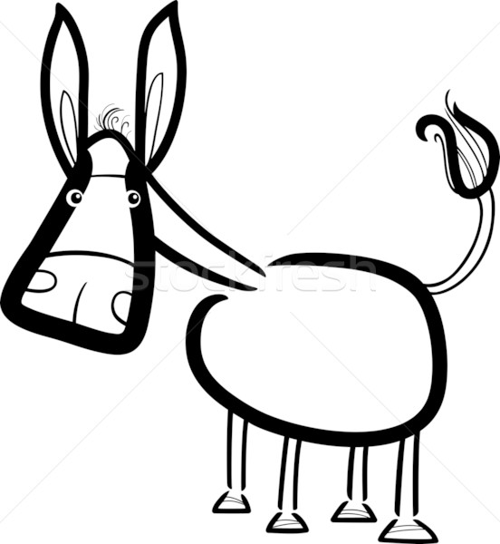 cartoon cute donkey for coloring book Stock photo © izakowski