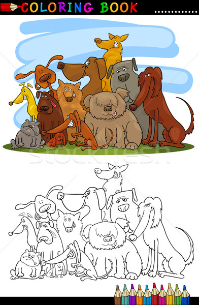 Karikatur Hunde Ausmalbuch Seite Illustration cute Stock foto © izakowski
