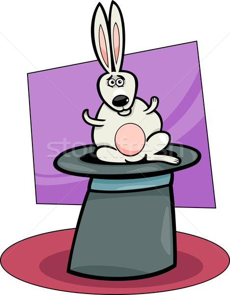 rabbit in hat cartoon illustration Stock photo © izakowski