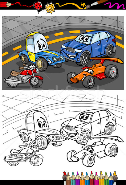 Karikatür araba boyama kitabı sayfa örnek komik Stok fotoğraf © izakowski