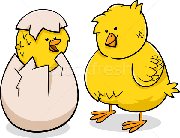 easter chicks cartoon illustration Stock photo © izakowski
