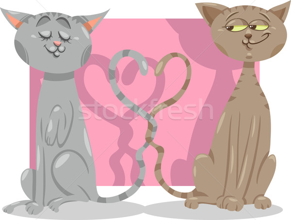 cats in love cartoon illustration Stock photo © izakowski