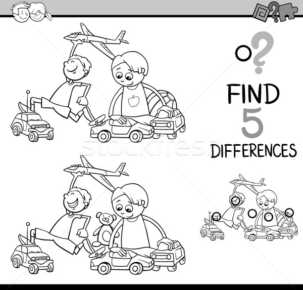 Tâche différences livre de coloriage blanc noir cartoon illustration [[stock_photo]] © izakowski