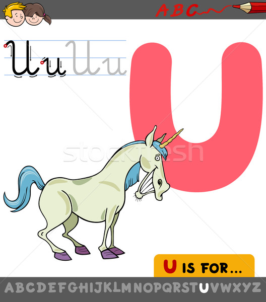 letter u with cartoon unicorn Stock photo © izakowski