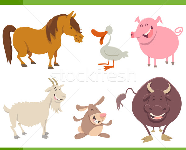 cute farm animal characters set Stock photo © izakowski