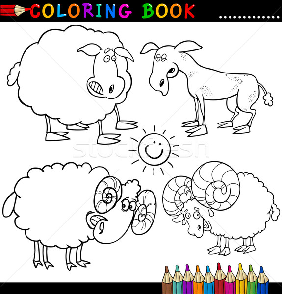 Animales de granja libro para colorear página Cartoon ilustración funny Foto stock © izakowski