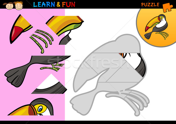 Cartoon toucan puzzle game Stock photo © izakowski