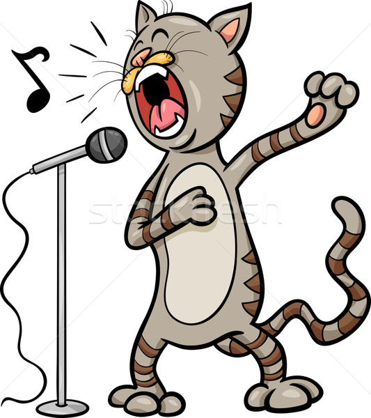 şarkı söyleme kedi karikatür örnek komik karakter Stok fotoğraf © izakowski