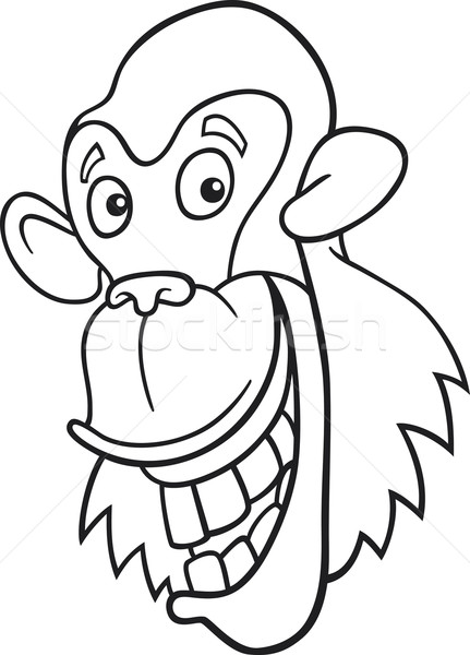 Csimpánz kifestőkönyv rajz illusztráció vicces emberszabású majom Stock fotó © izakowski
