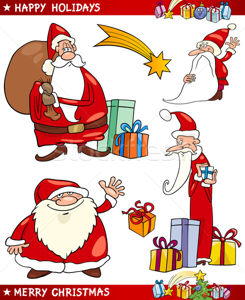 Santa and Christmas Themes Cartoon Set Stock photo © izakowski