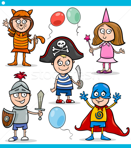 Enfants balle costumes cartoon illustration [[stock_photo]] © izakowski