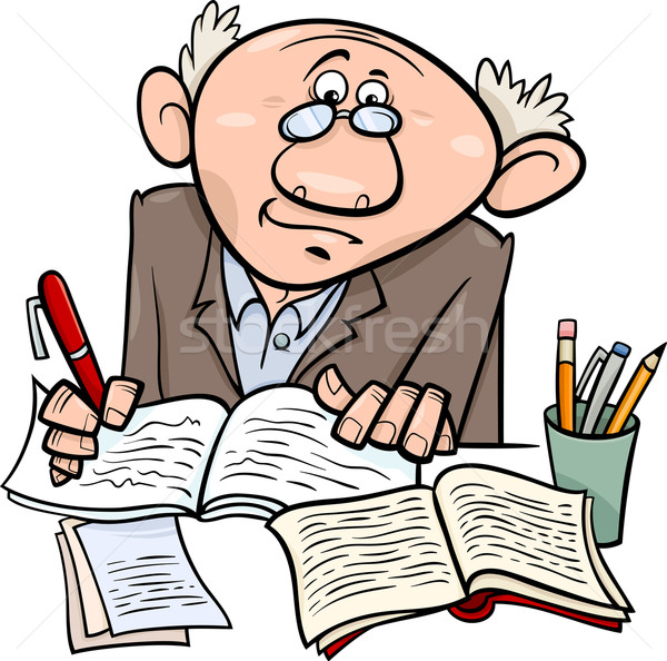 professor or writer cartoon illustration Stock photo © izakowski