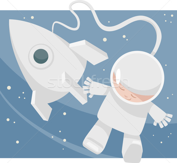 little spaceman cartoon illustration Stock photo © izakowski