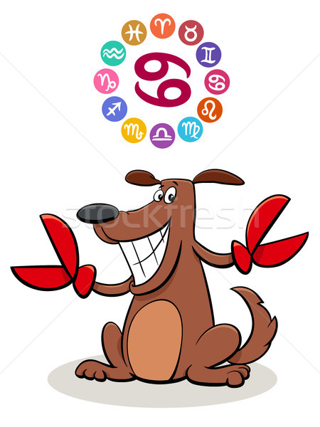 Krebs Sternzeichen Zeichen Karikatur Hund Illustration Stock foto © izakowski