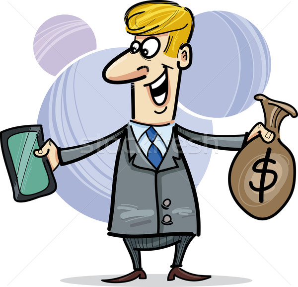 Affaires comprimé sac dollars cartoon humoristique [[stock_photo]] © izakowski