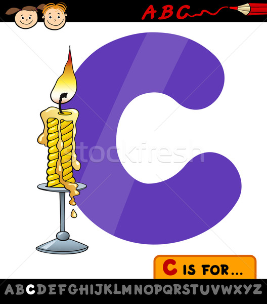 Stock photo: letter c with candle cartoon illustration