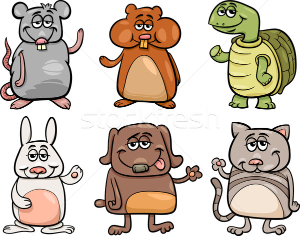 Cute домашние набор Cartoon иллюстрация животные Сток-фото © izakowski