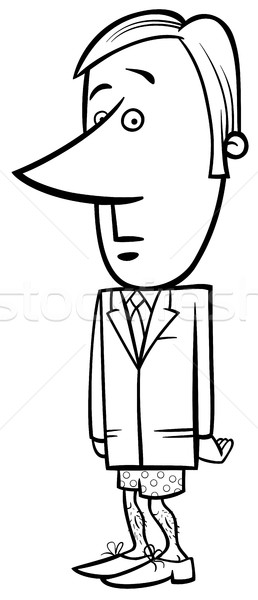Geschäftsmann pants schwarz weiß Karikatur Illustration schwarz und weiß Stock foto © izakowski