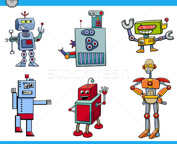 Robot cartoon ingesteld illustratie science fiction Stockfoto © izakowski