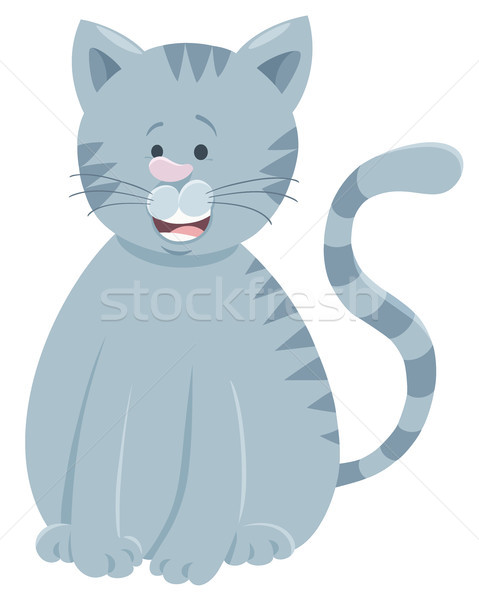funny gray cat cartoon animal character Stock photo © izakowski