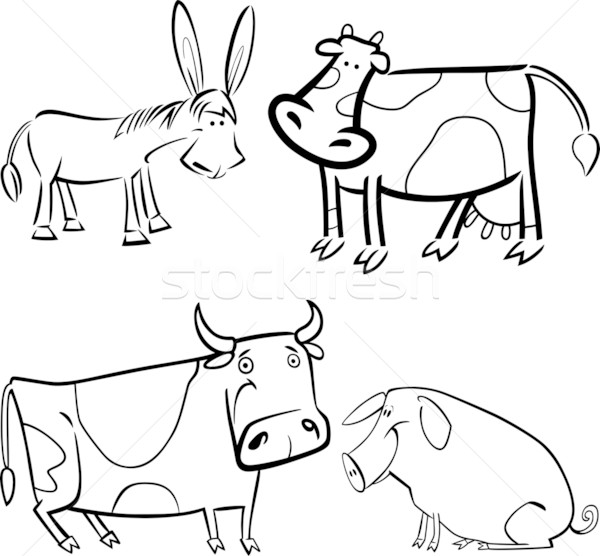 farm animals set for coloring Stock photo © izakowski