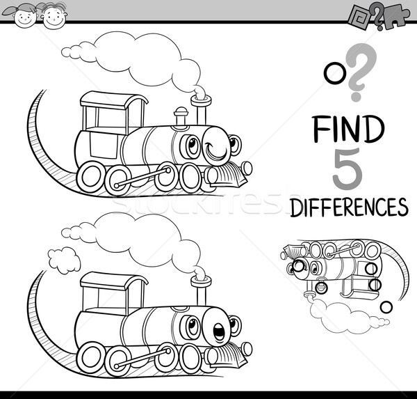 Trouver différences livre de coloriage blanc noir cartoon illustration [[stock_photo]] © izakowski